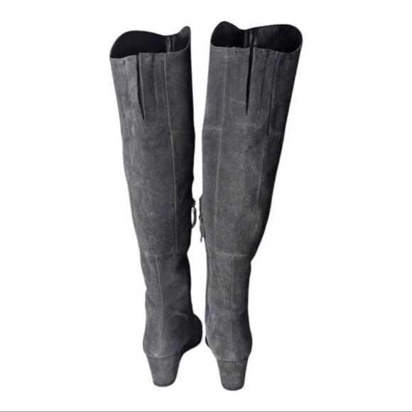 Franco Sarto Abela Suede Over-the-Knee Charcoal Gray Zip Boots Sz 6 - Picture 5 of 13